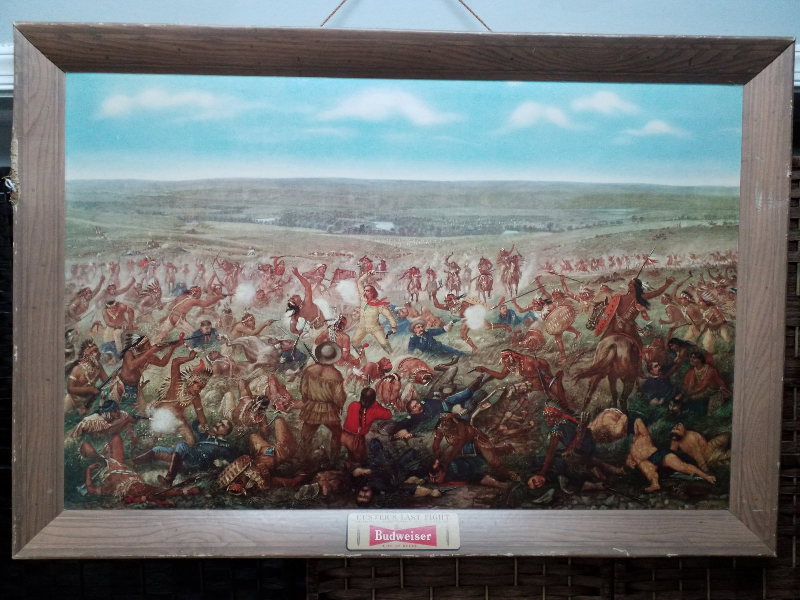 Original Budweiser 1952 CUSTER'S LAST FIGHT 30" X 20.5 " Original Litho Framed Picture (1 of 5)
