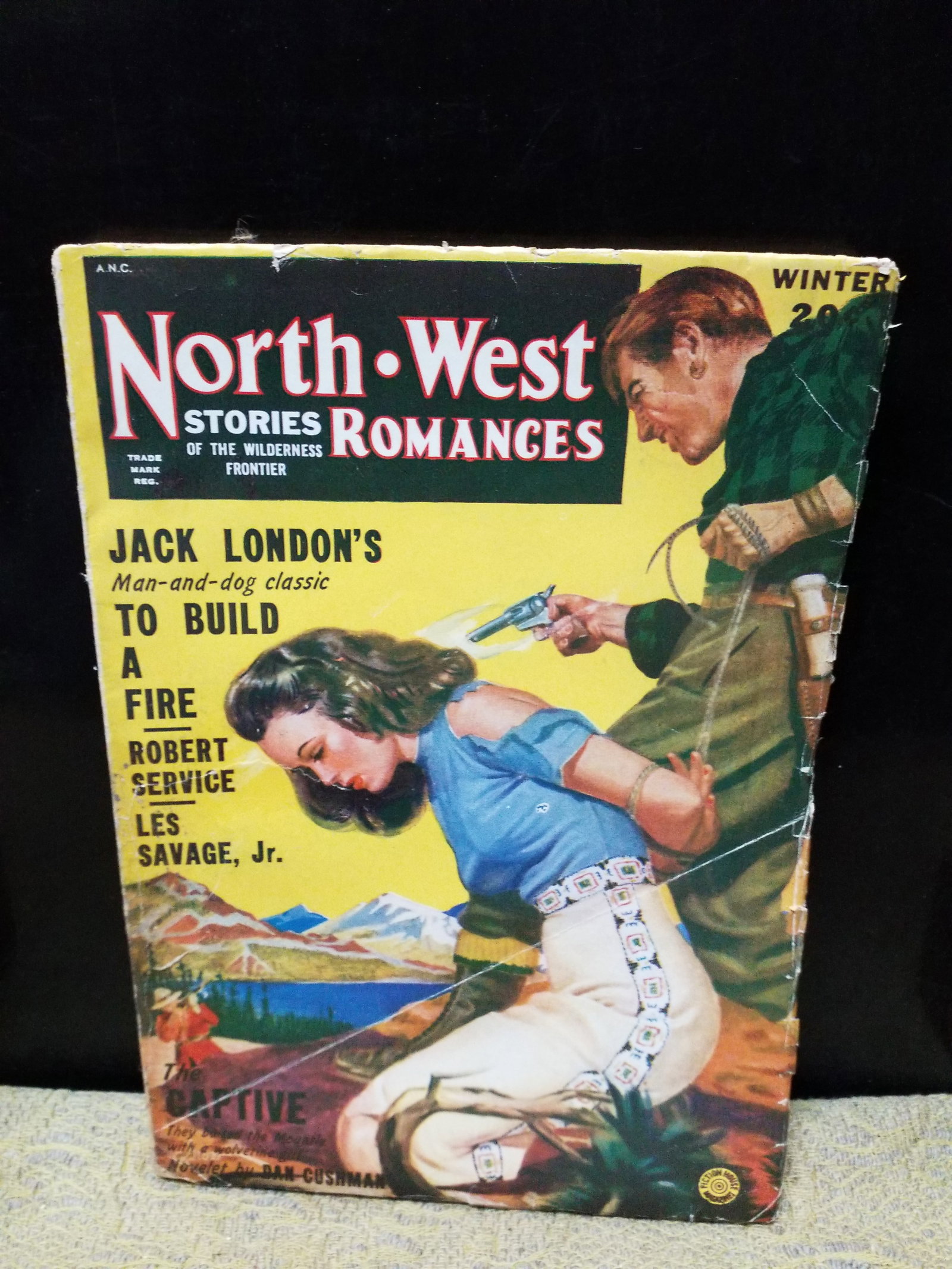 North-West Stories Romances Winter 1947-48 Jack London story: North-West Stories Romances, Winter Issue 1947-48, Vol XVI No 5, Fiction House Magazine, Featuring Jack London's To Build A Fire, Robert Service, Dan Cushman.