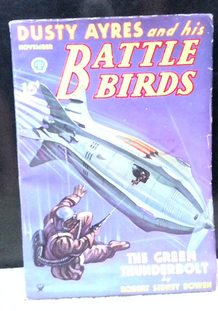 Vtg Pulp Fiction Magazines Lot: Dusty Ayres And His Battle Birds, November 1934, Dell Publishing, Pulp Fiction Magazine, Featuring The Green Thunderbolt By Robert Sidney Bowen, Plus Five-Novels Monthly, January 1940, Dell Publishing