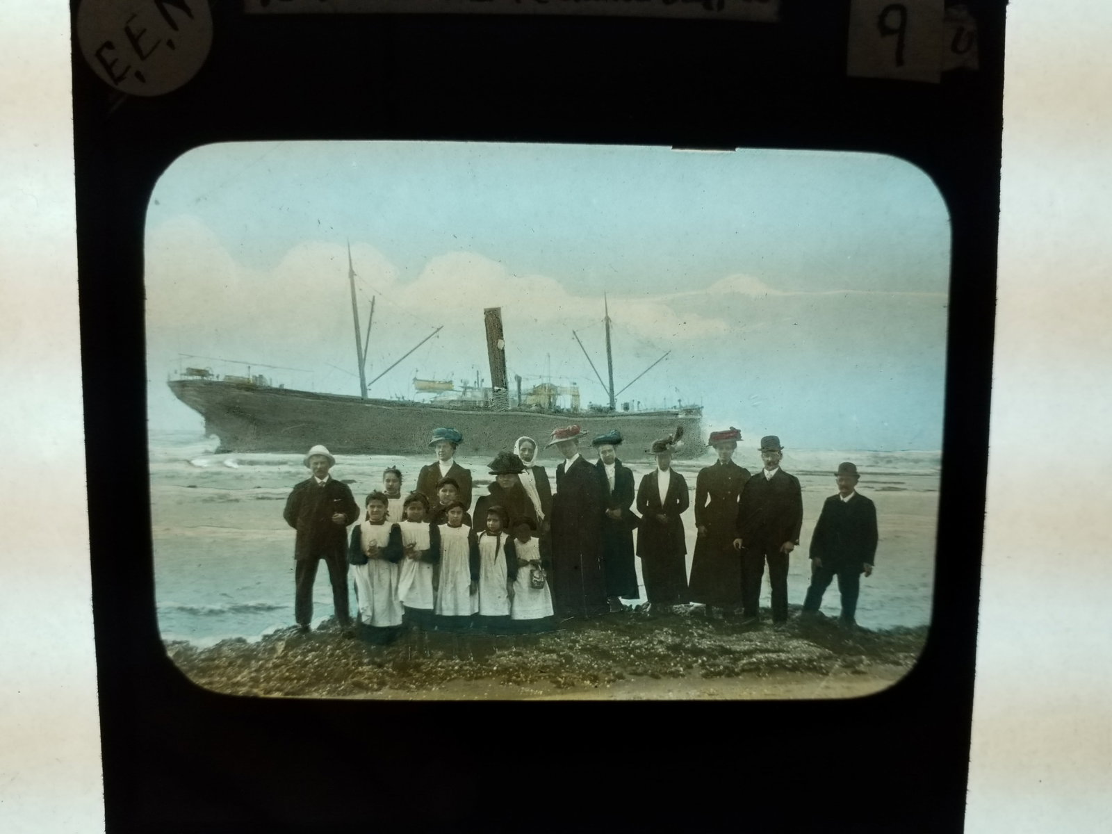 1870s magic Lantern Glass Photo Slide Colored Shipwreck at Jaffa (1 of 1)