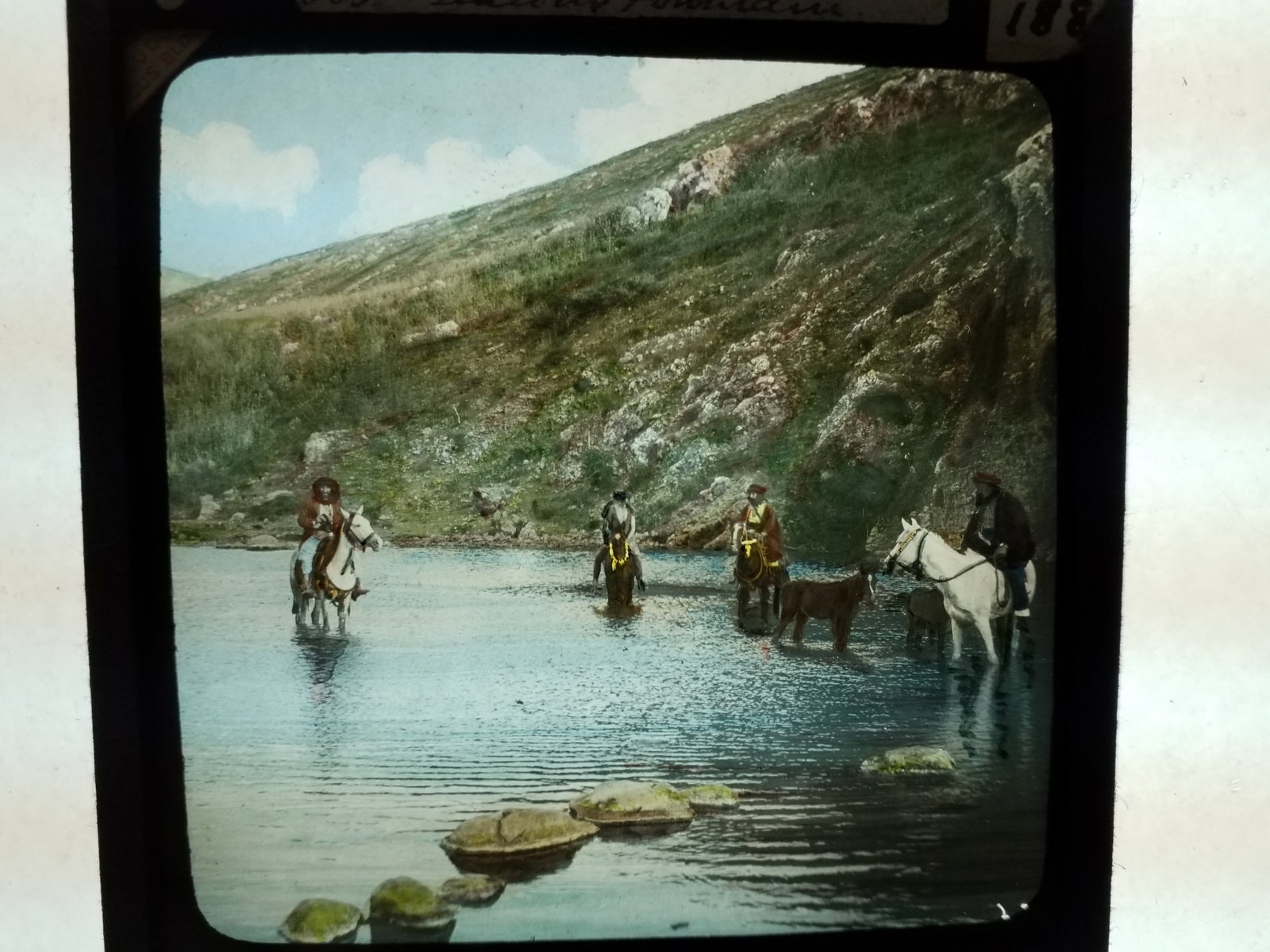 Gideon's Fountaine 1870s magic Lantern Glass Photo Slide Colored (1 of 1)