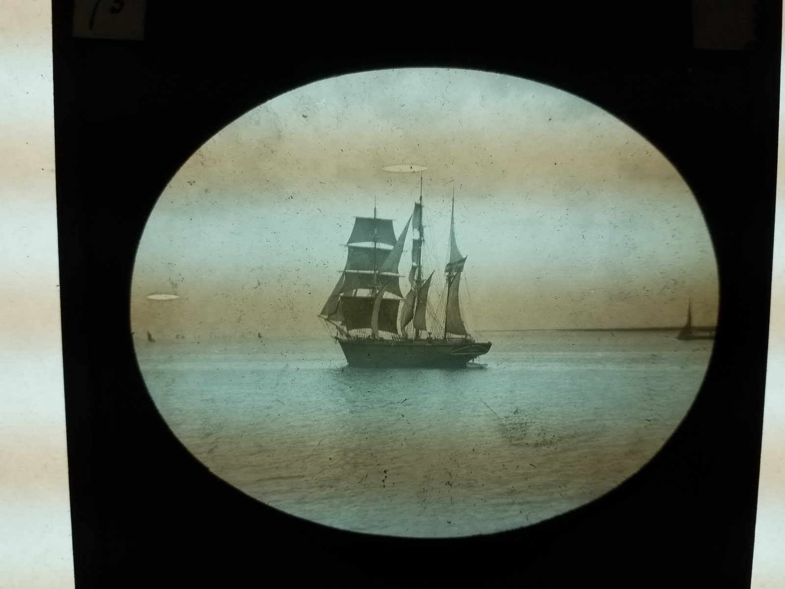 1870s magic Lantern Glass Photo Slide Huge Masted Sailing Ship (1 of 1)