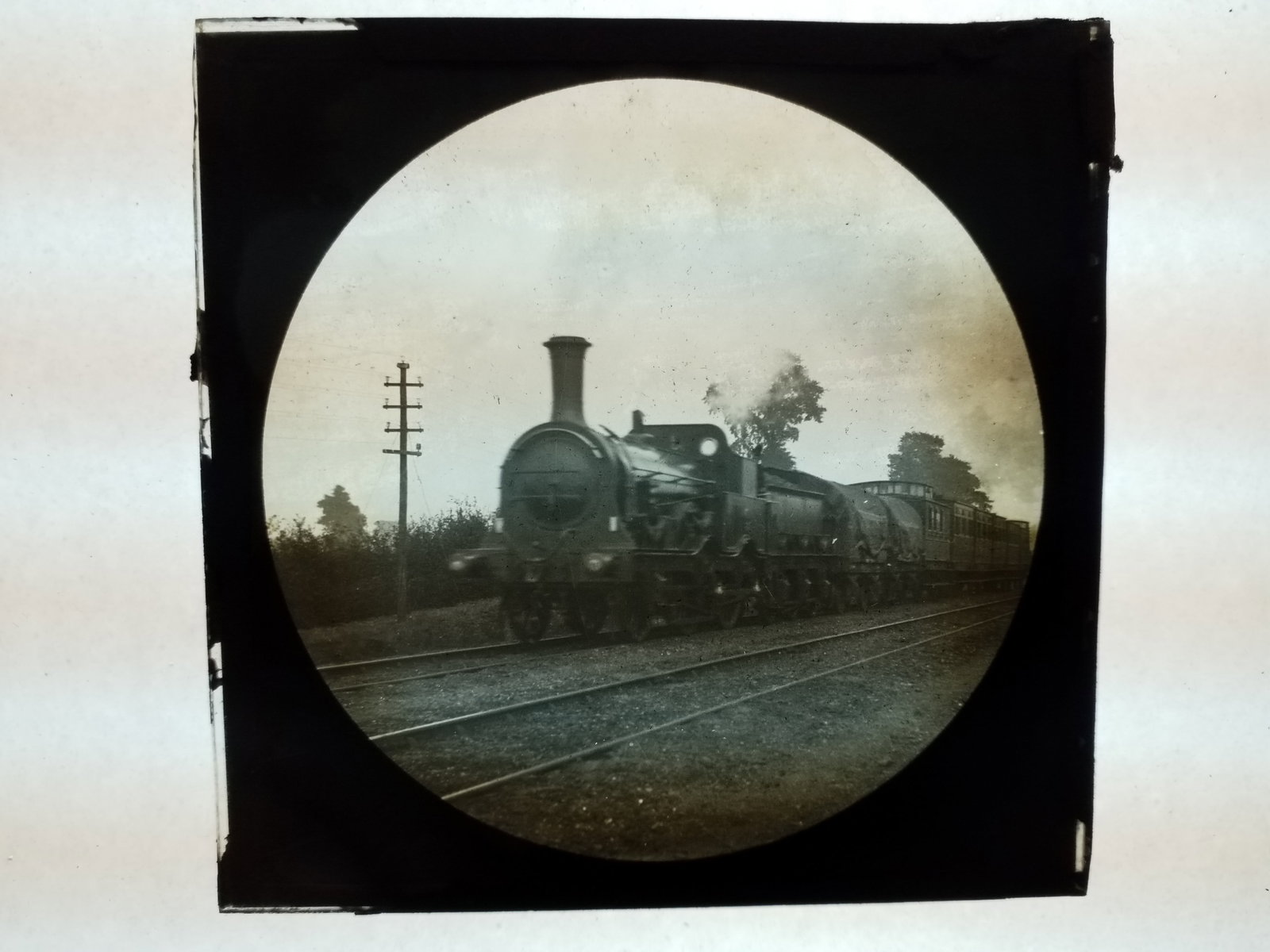 Scarce Early Railroad Steam Train 1870s magic Lantern Glass Photo Slide (1 of 1)