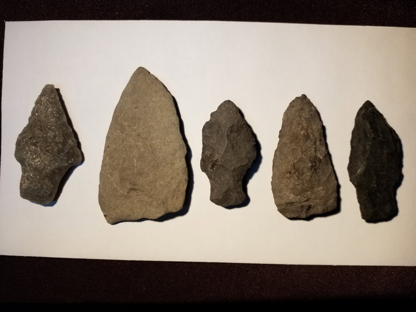 An Exquisite authentic Collection of 5 medium size Native American Indian Heads: most likely from the North Eastern or Southeastern part of the United States.