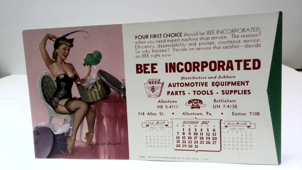 Vtg 1952 Bee Incorporated Pin-Up Calendar (1 of 2)