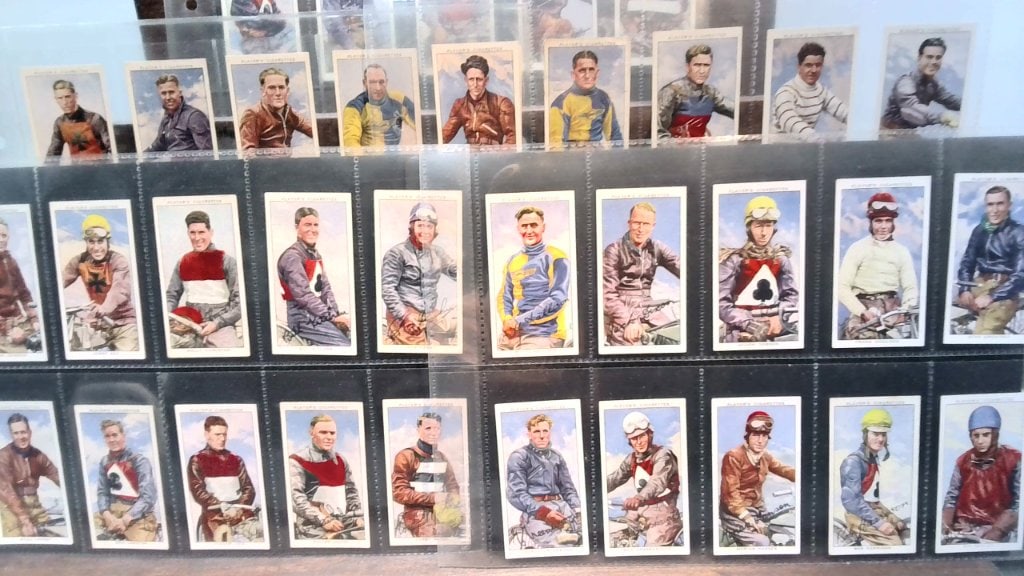 John Player & Sons Speedway Riders Cards: John Player & Sons Speedway Riders Cigarette Cards, Series Of 50, Vtg Color Lithograph Portraits, Includes Biographical Backs, Housed In Protective Plastic Sleeves.