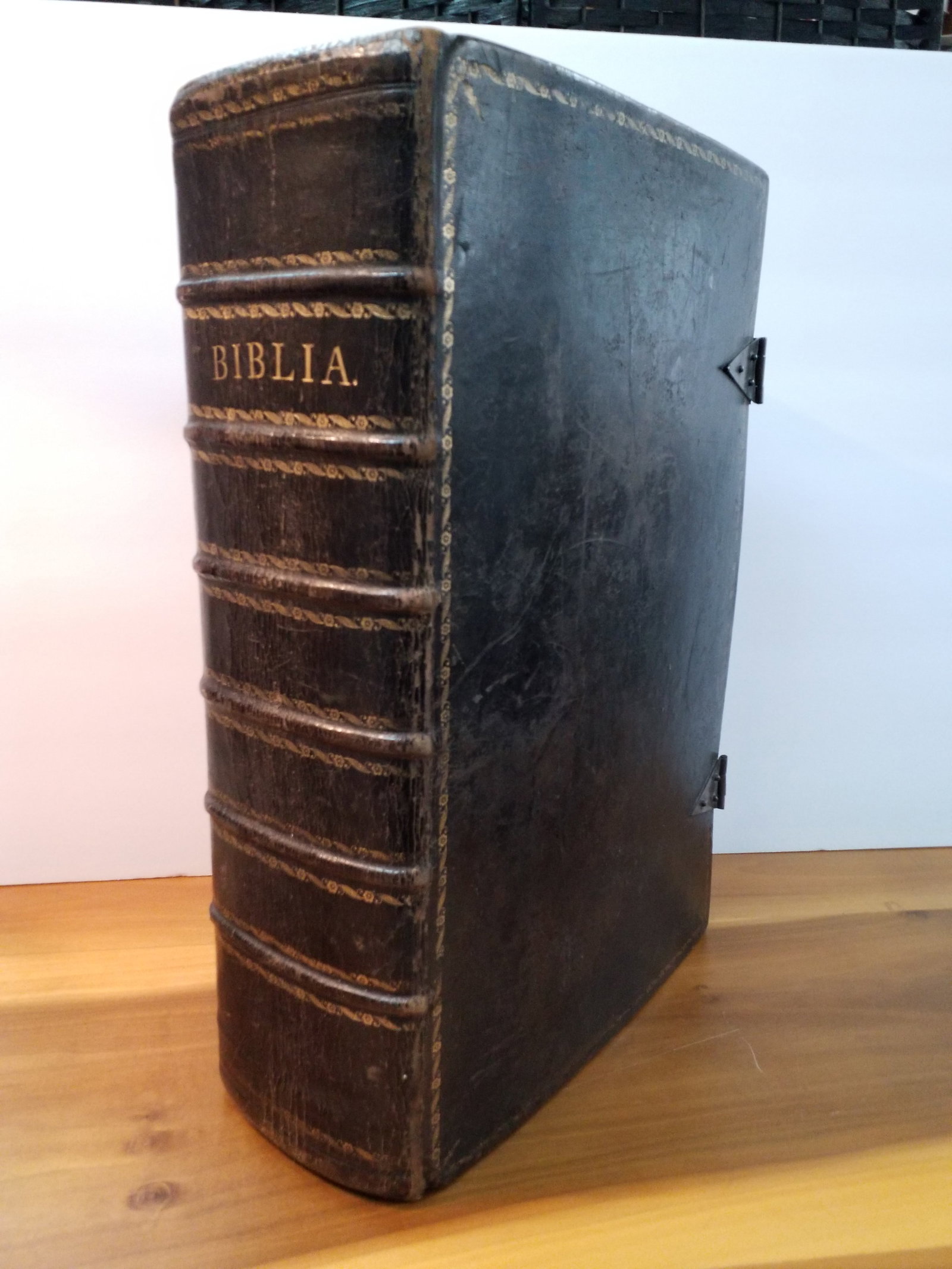 Massive Leatherbound Bible 1765 Colonial Era Incredible Full page Woodcuts Handwritten History Yoder (1 of 15)