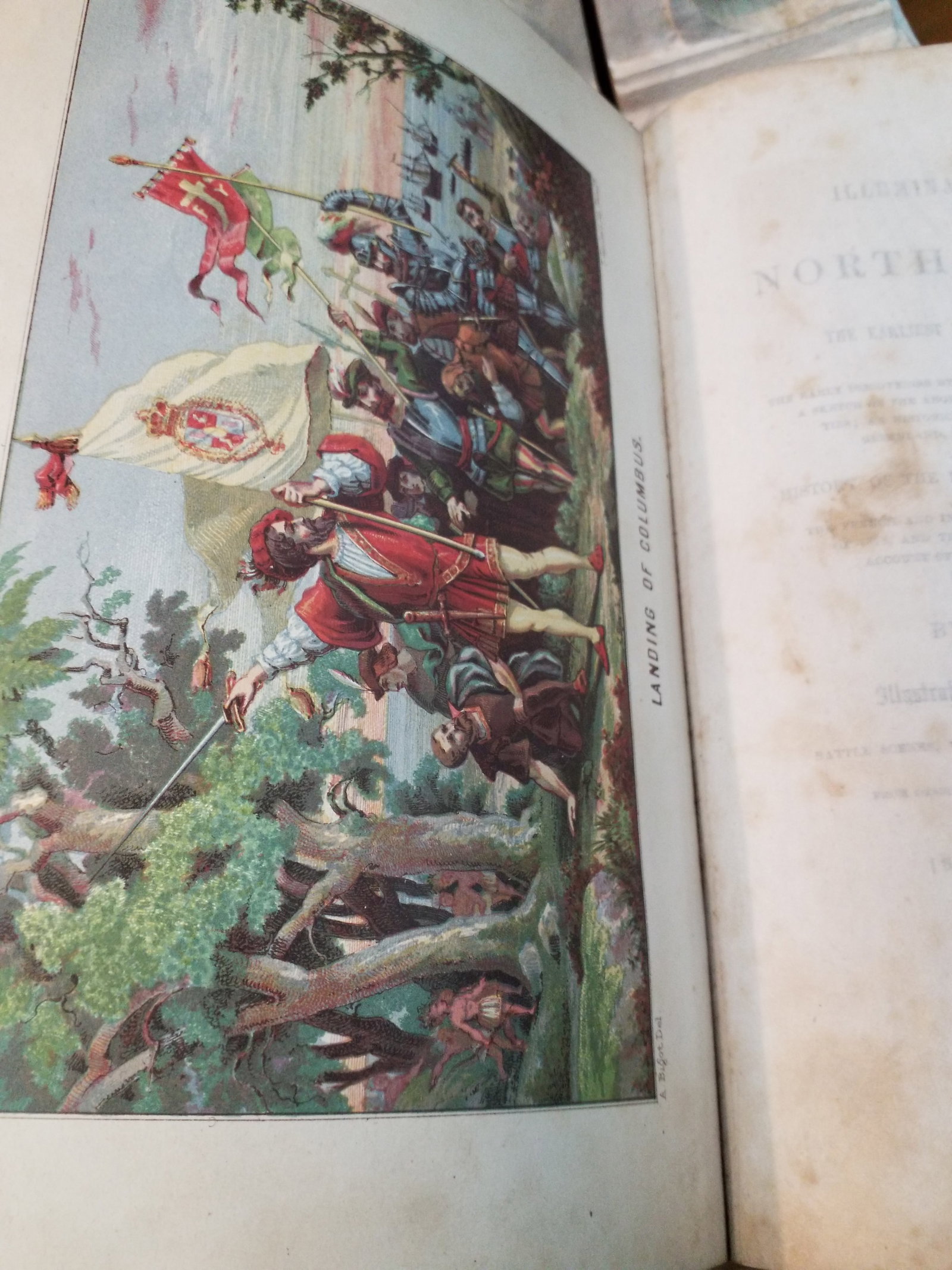Illuminated History of North America from Columbus to 1860 CIvil War Era Hand Colored Lithos: 1st ed "An Illuminated History of North America, From the Earliest Period to the Present Time"written by John Frost, LL.D., and published by Henry Bill in New York.The book was published in New York b