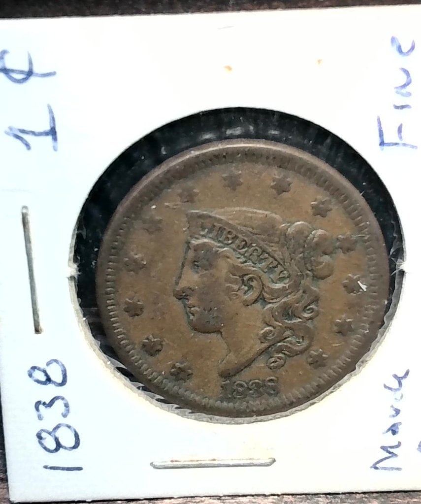 Vtg 1838 US Large Cent (1 of 2)