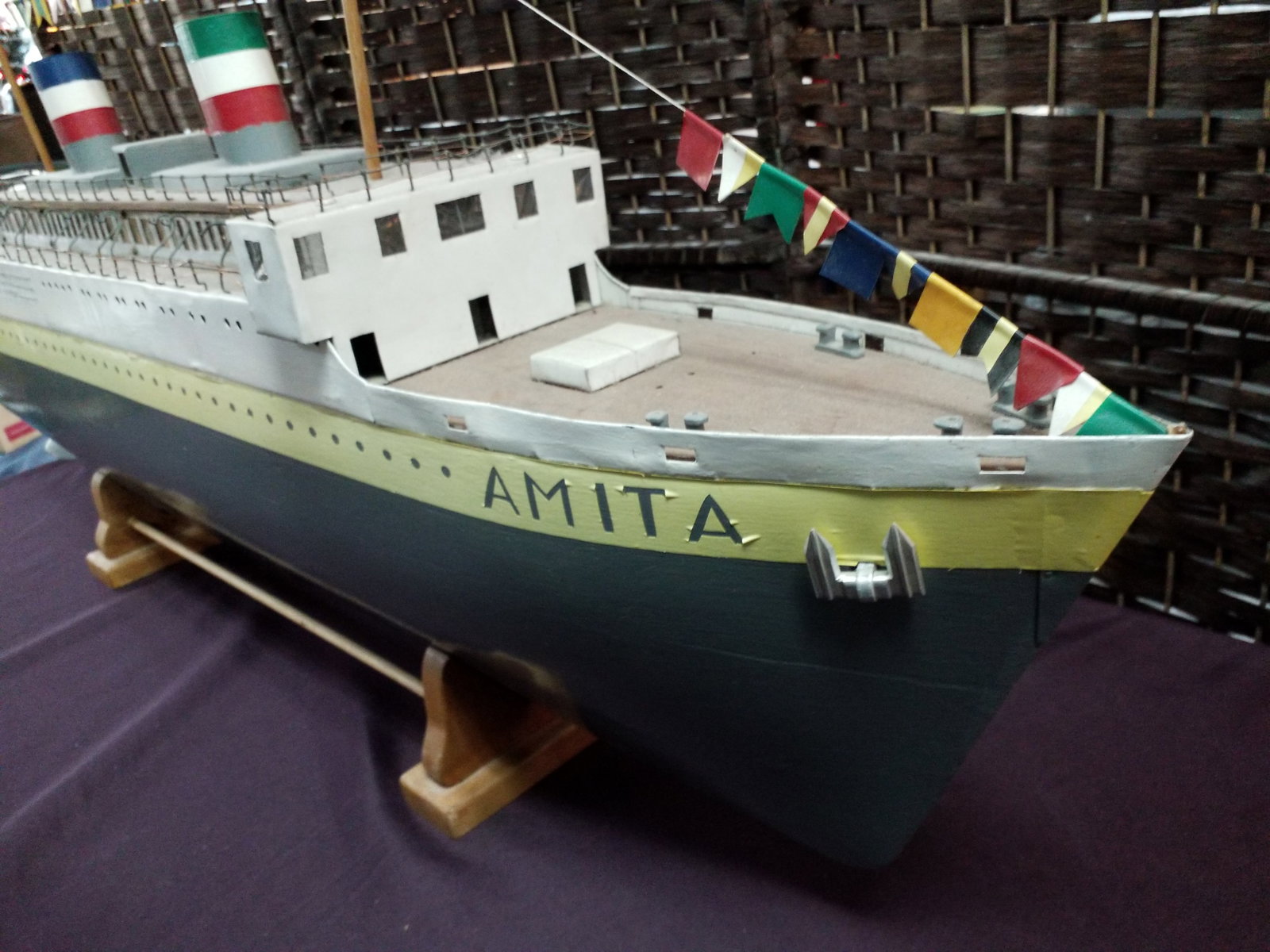 An Incredible Vintage Large Beautiful Full Solid wooden ship The passenger Steam Ship Amita (1 of 10)