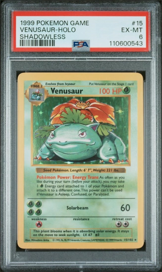 1999 Pokemon #15 Venusaur Holo Shadowless (PSA 6) (1 of 2)