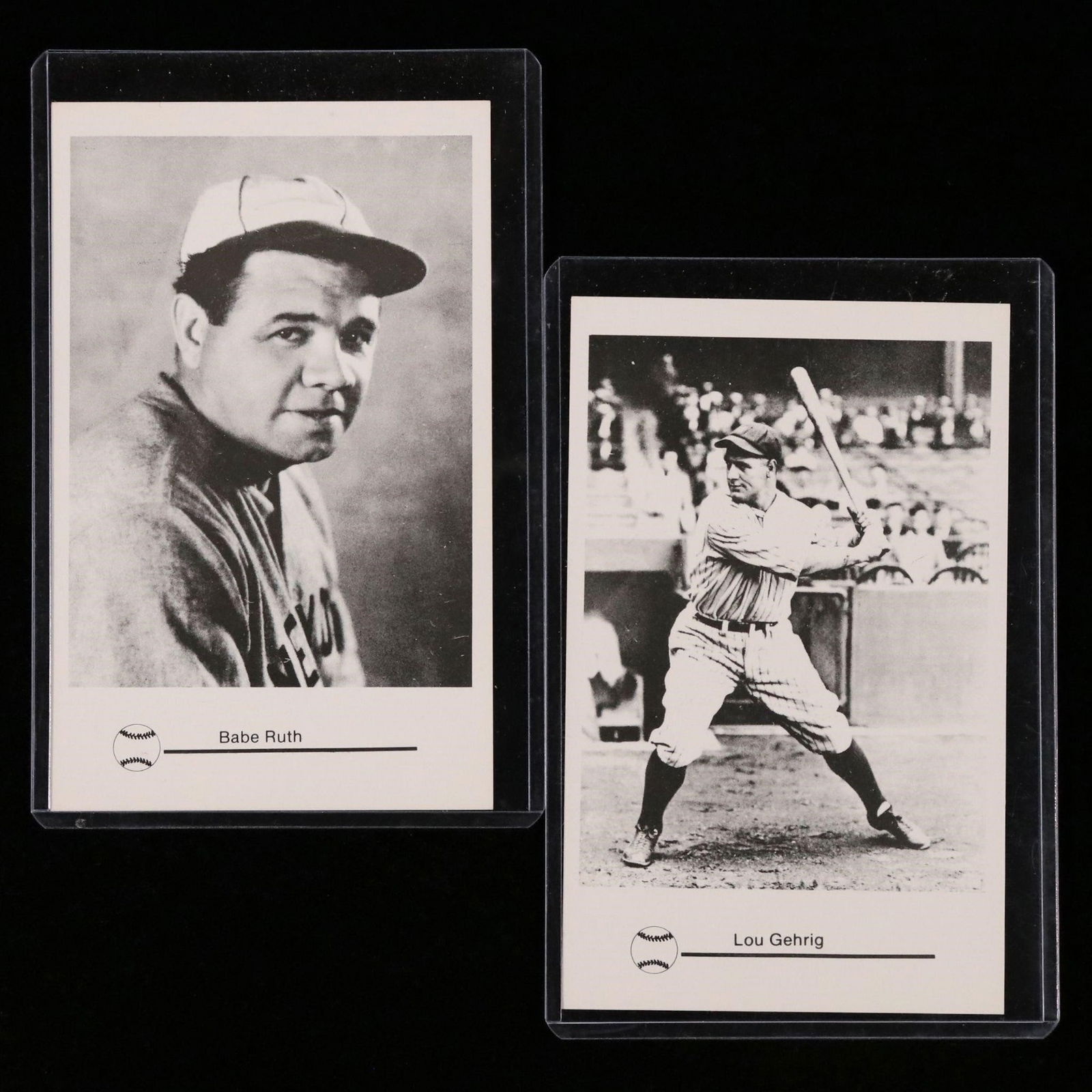 Babe Ruth & Lou Gehrig Brace Photo Cards (2): Babe Ruth & Lou Gehrig George Brace Photo Cards (2 Cards Total)