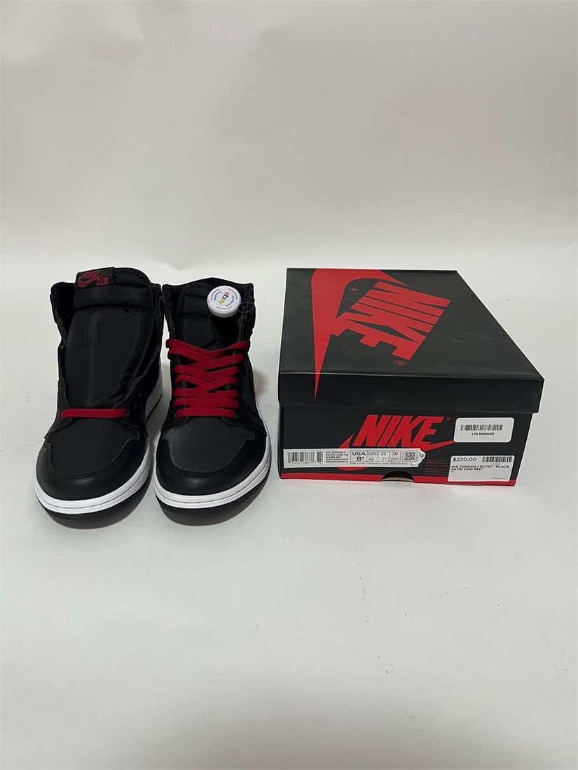 2019 Nike Air Jordan 1 Black Satin Red (Size 8.5) (1 of 5)