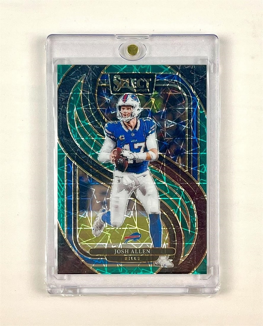 2024 Panini Select #122 Josh Allen Green Prizm 4/5: 2024 Panini Select #122 Josh Allen Green Prizm (4/5) NFL Football Trading Card. A true centerpiece for any modern football collection, this 2024 Panini Select #122 Josh Allen Green Prizm is an ultra-r