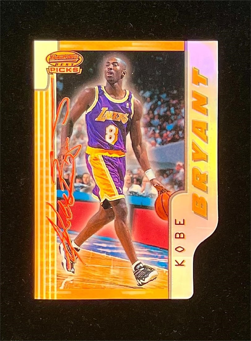 1996 Bowman's Best PK. #BP10 Kobe Bryant Refractor: 1996 Bowman's Best Picks #BP10 Kobe Bryant Refractor Rookie NBA Basketball Trading Card. This 1996 Bowmans Best Picks #BP10 Kobe Bryant Refractor stands as one of the most coveted rookie-era parallels