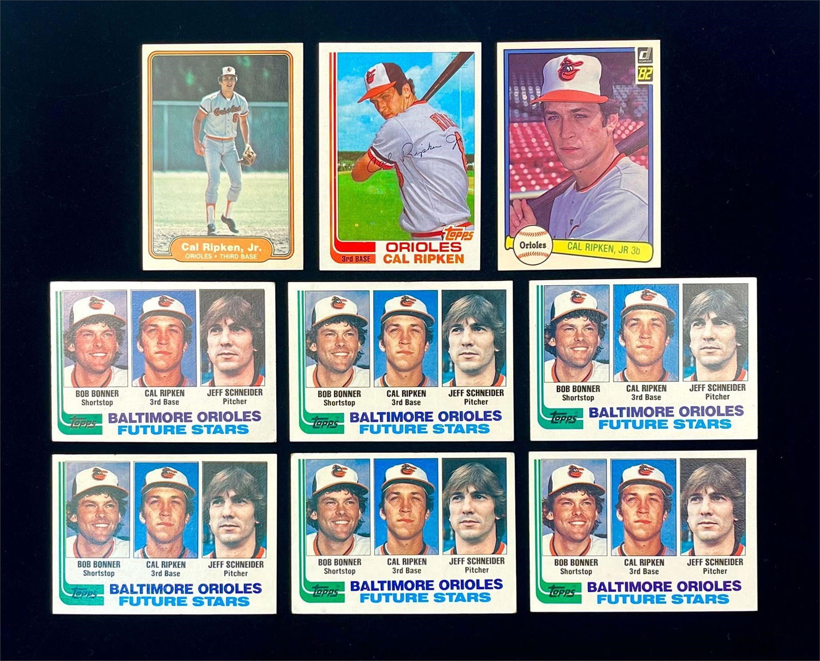 1982 Topps Fleer Donruss Cal Ripken Rookies (9) (1 of 10)