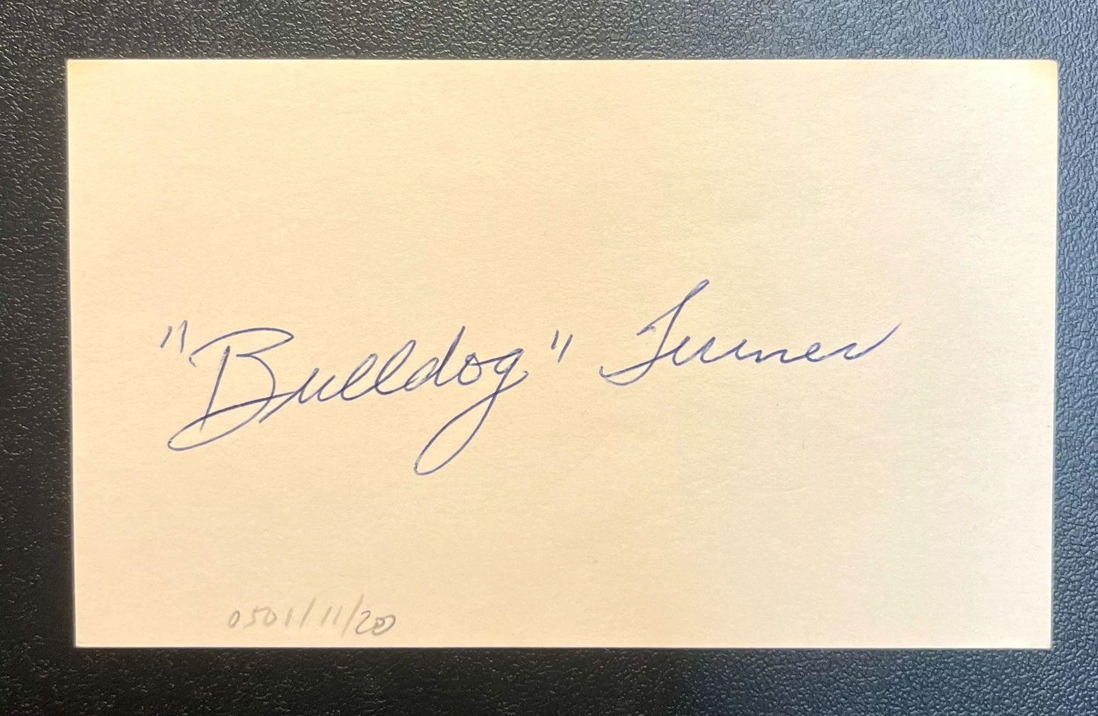 Clyde Bulldog Turner Signed Cut Index Card (1 of 3)