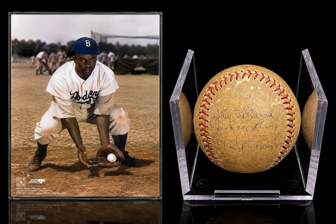 1946-47 Dodgers Signed Baseball (Jackie Robinson) (1 of 4)