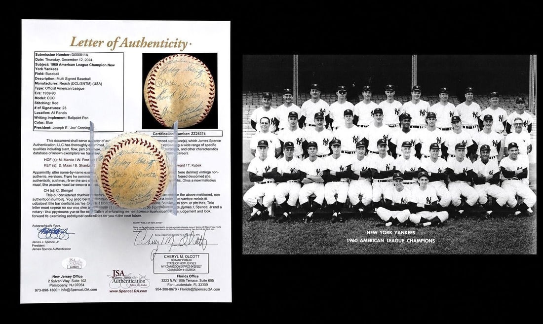 1960 NY Yankees Signed OAL Baseball (JSA) (23) (1 of 9)