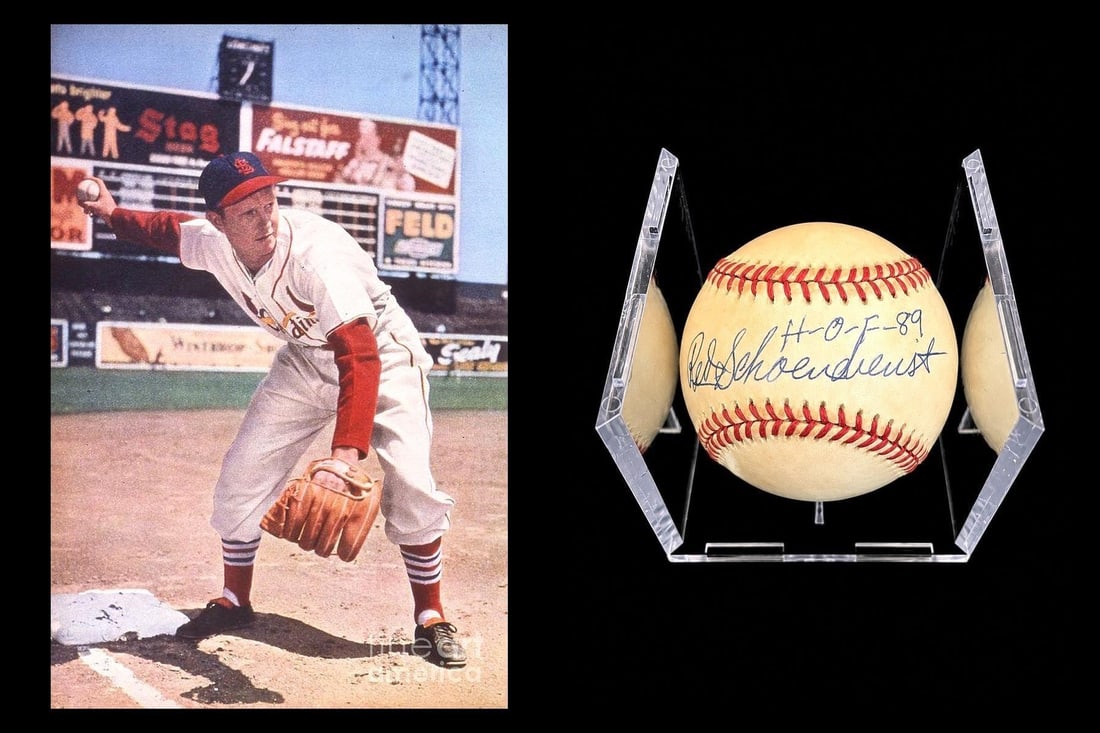 Red Schoendienst Signed ONL MLB Baseball: Red Schoendienst Autographed Official National League William D. White Major League Baseball. Inscribed "H-O-F-89". Beautifully signed and inscribed "H-O-F-89," commemorating his induction into the Na
