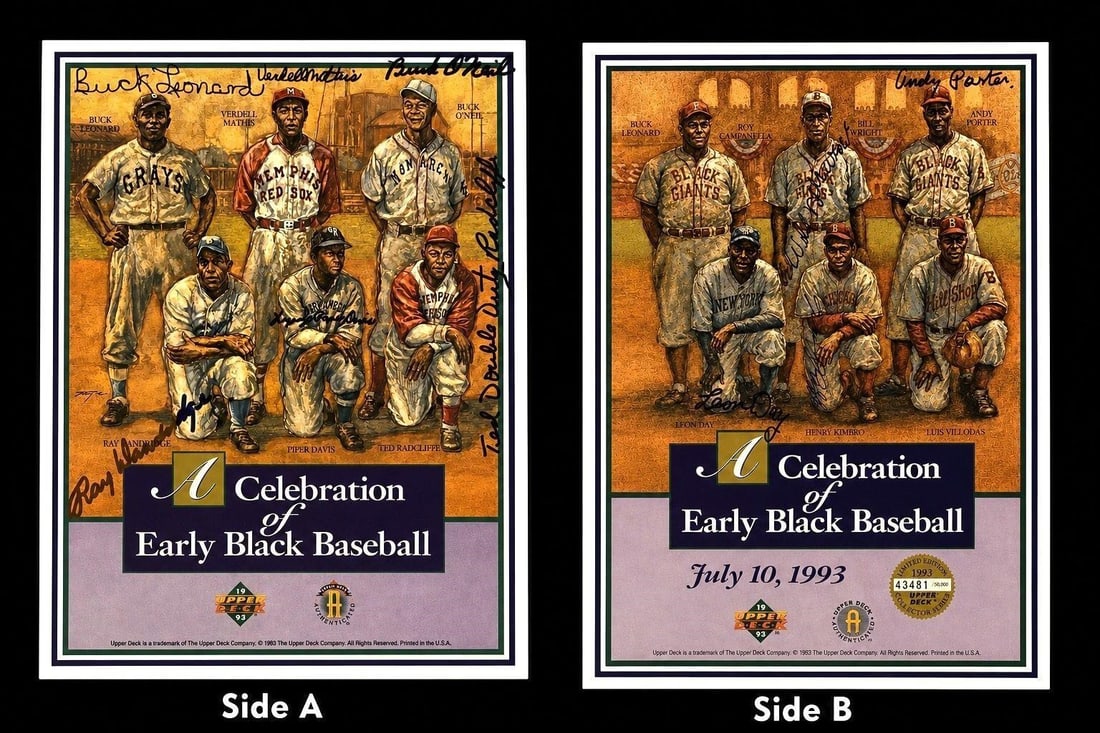 Signed 1993 UD Early Black Baseball 8x10 Photo (9) (1 of 3)