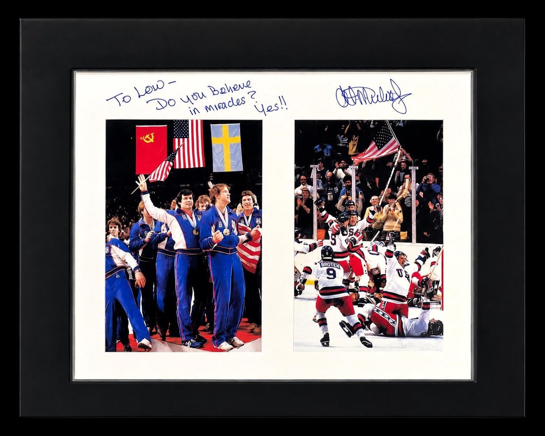 Al Michaels Signed Miracle On Ice Photo (W/ Quote) (1 of 1)
