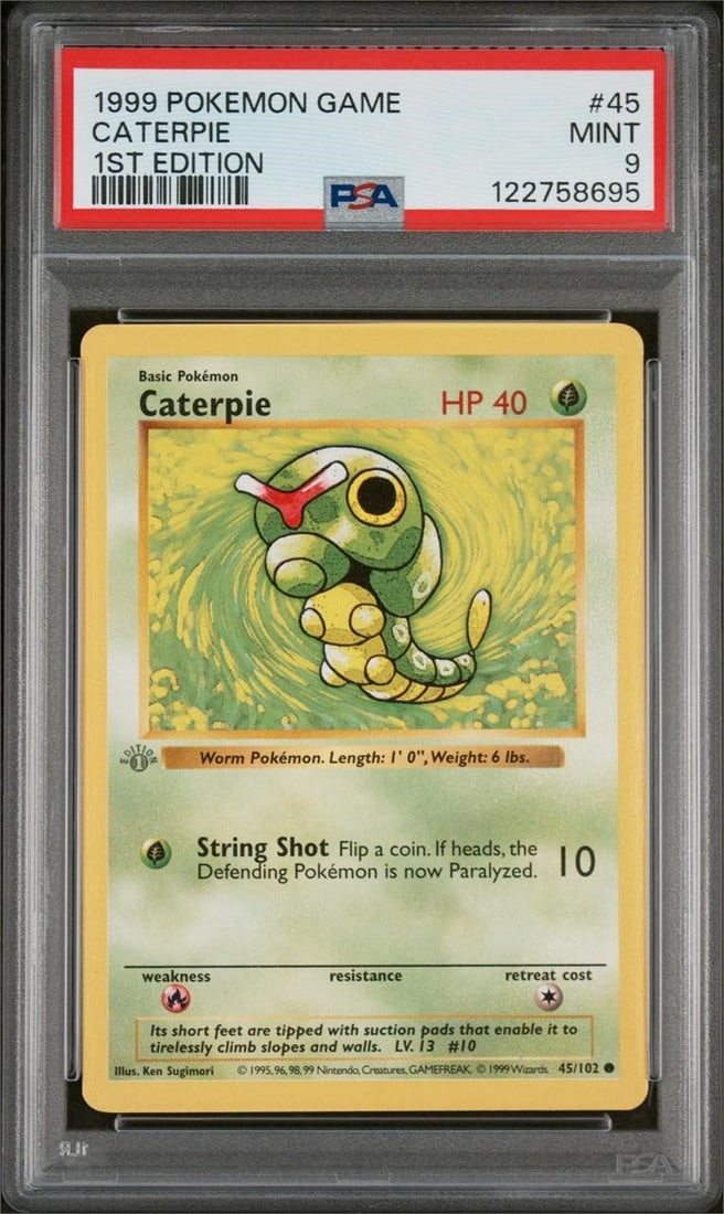 1999 Pokemon Game #45 Caterpie 1st Edition (PSA 9) (1 of 2)