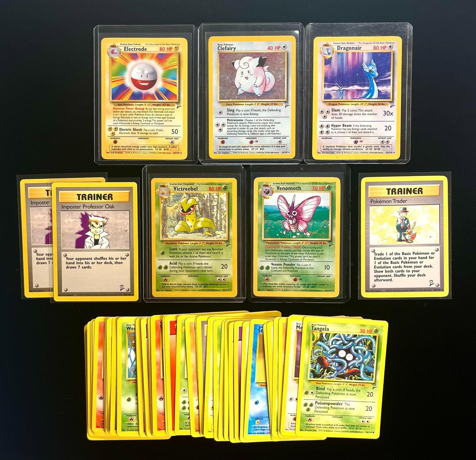 2000 Pokemon Game Base Set 2 Cards (56): 2000 Pokemon Game Base Set 2 Pokemon Trading Cards (56 Cards Total). Rares Include: 2000 Pokemon Game #6 Clefairy - Holo Base II, 2000 Pokemon Game #22 Dragonair Base II, 2000 Pokemon Game #25 Electro