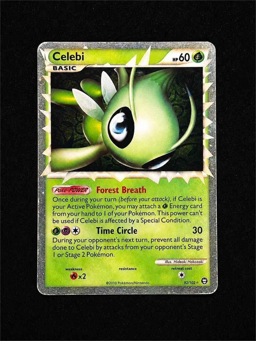 2010 Pokemon HG & SS Triumphant #92 Celebi - Holo: 2010 Pokemon HeartGold & SoulSilver Triumphant #92 Celebi - Holo Ultra Rare Pokemon Trading Card. A beloved Mythical Pokemon and one of the most recognizable creatures in the franchise, Celebi takes c