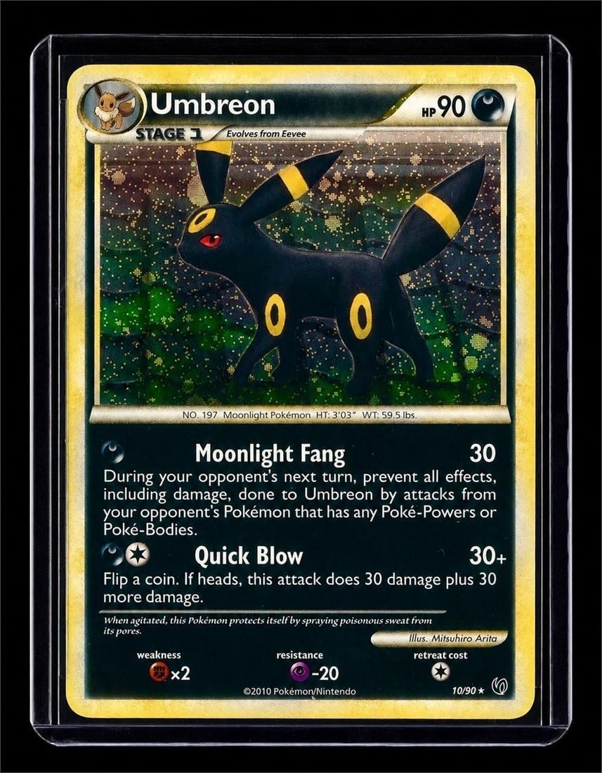 2010 Pokemon HG & SS Undaunted #10 Umbreon - Holo: 2010 Pokemon HG & SS Undaunted #10 Umbreon - Holo Pokemon Trading Card. The 2010 Pokemon HeartGold and SoulSilver Undaunted #10 Umbreon Holo, is one of the premier holographic cards from the highly re