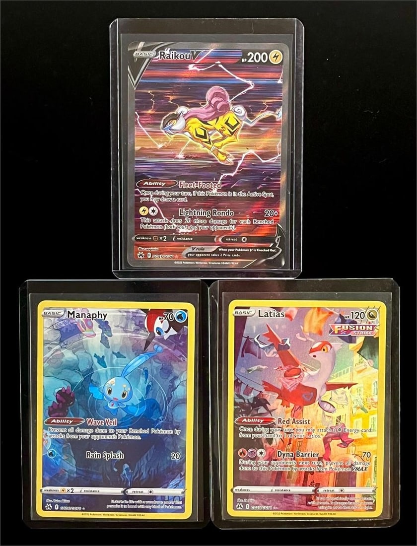 2023 Pokemon Crown Zenith Galarian Gallery (3): 2023 Pokemon Sword And Shield Crown Zenith Galarian Gallery Full Art Ultra Rare Pokemon Trading Cards (3 Cards Total). Includes: 2023 Pokemon SWSH #GG41 FA/Raikou V Ultra Rare, 2023 Pokemon SWSH #GG20
