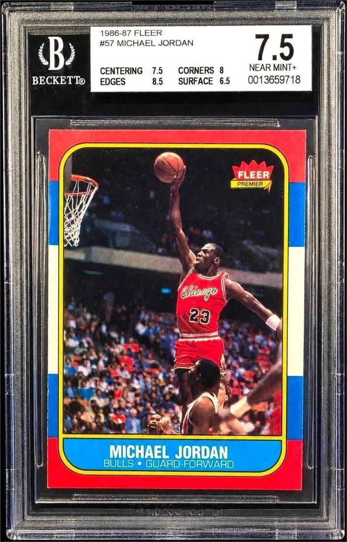 1986 Fleer #57 Michael Jordan NBA Rookie (BGS 7.5) (1 of 3)
