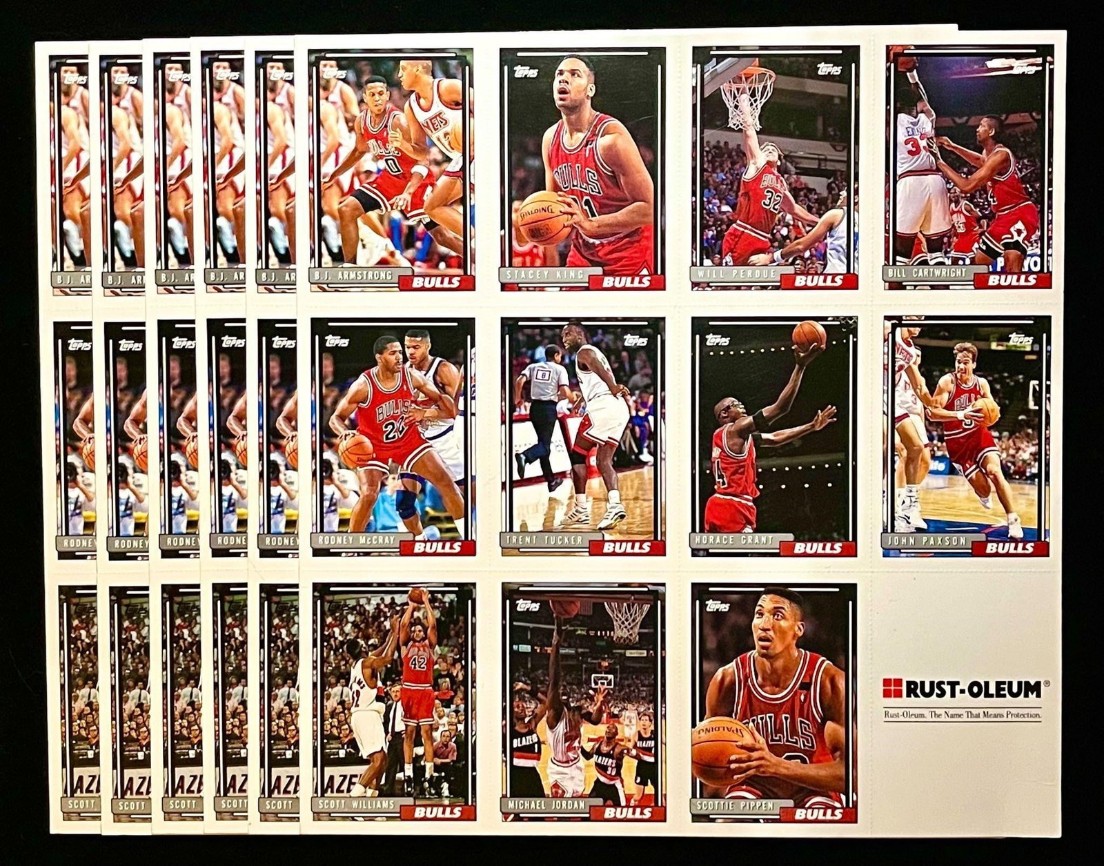1992 Topps Rust-Oleum Chicago Bulls Sheets (6) (1 of 6)