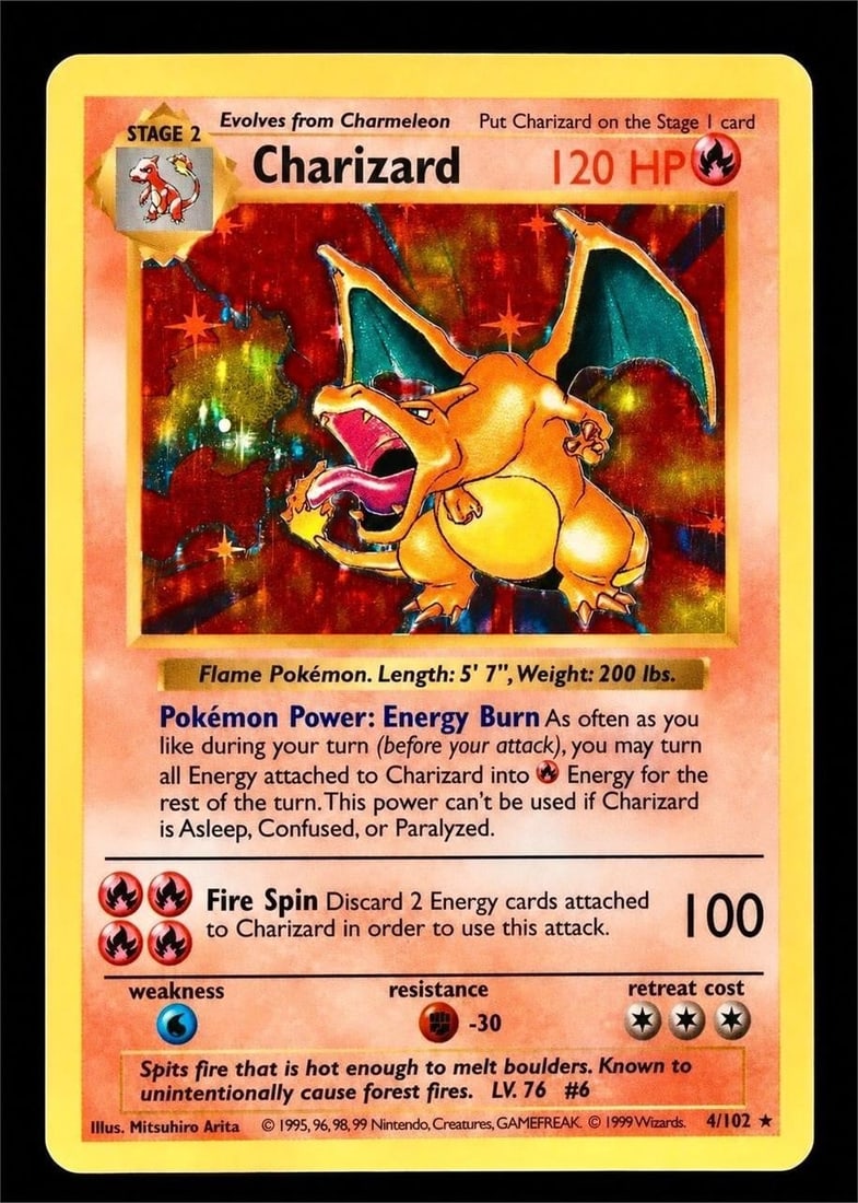 1999 Pokemon Game #4 Charizard - Holo Shadowless (1 of 2)