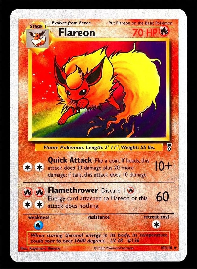 2002 Pokemon Legendary Collection #10 Flareon (1 of 2)