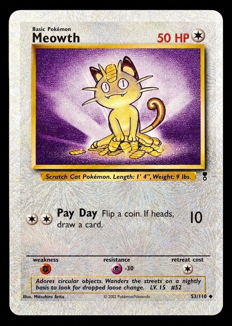 2002 Pokemon Legendary Collection #53 Meowth (1 of 2)