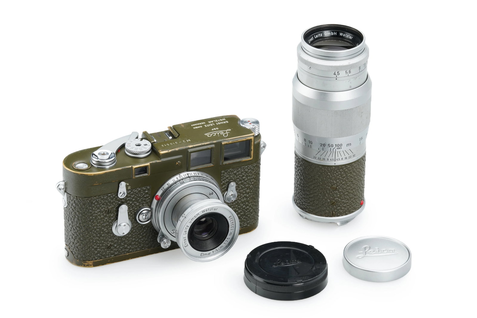 Leica M3 Olive Bundeseigentum First Batch with Elmar 3.5/5cm & Hektor 4.5/13.5cm (1 of 20)
