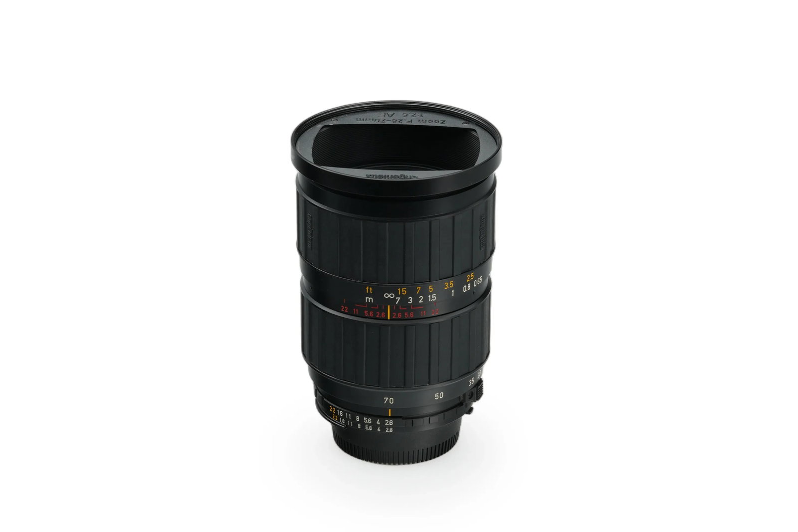 Angenieux f. Nikon F Zoom 2.6/28-70mm: A prestigious and rare "cult classic" zoom lens for the Nikon F mount, this Angenieux features an autofocus system powered by the camera body's "screwdriver" motor. The lens is in nice condition with