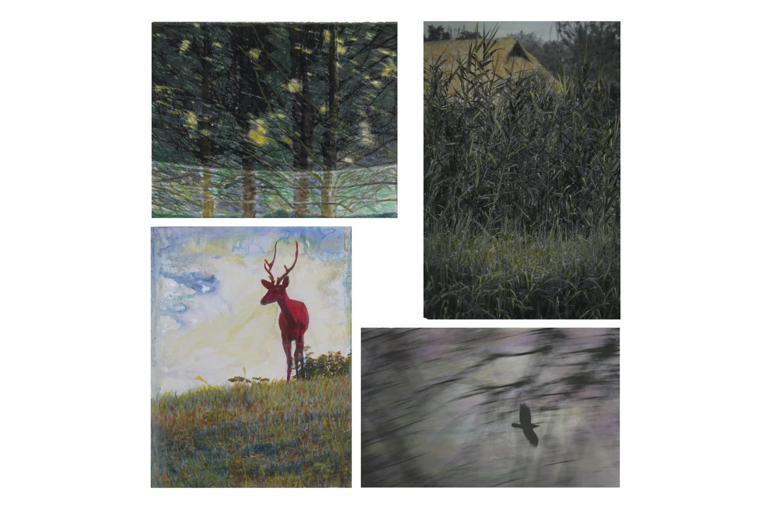 Jiangnan Reverie Series (Set of 4): Print Date: 2025 Medium: Cotton fine art paper, archival giclee print, hand-coloring with mixed media Framed Size: 22 x 27 cm(ea.) Edition: Unique Framing: Museum-quality mounting with solid wood