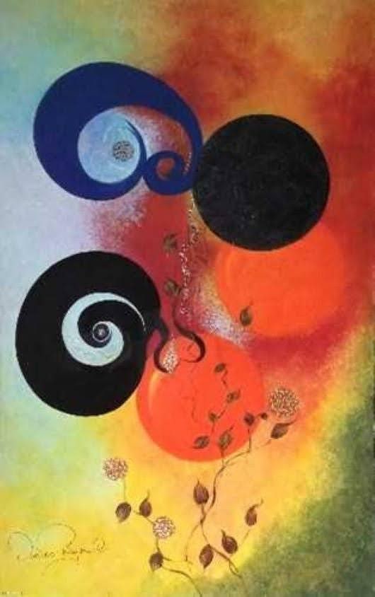 The Galaxy: The Galaxy: Contemporary art - Canvas Print. Major expressions of warm colors, mixed media from oil to acrylics, size 30x40x1.5 Two-dimensional art, the painting feature a natural soft glow which