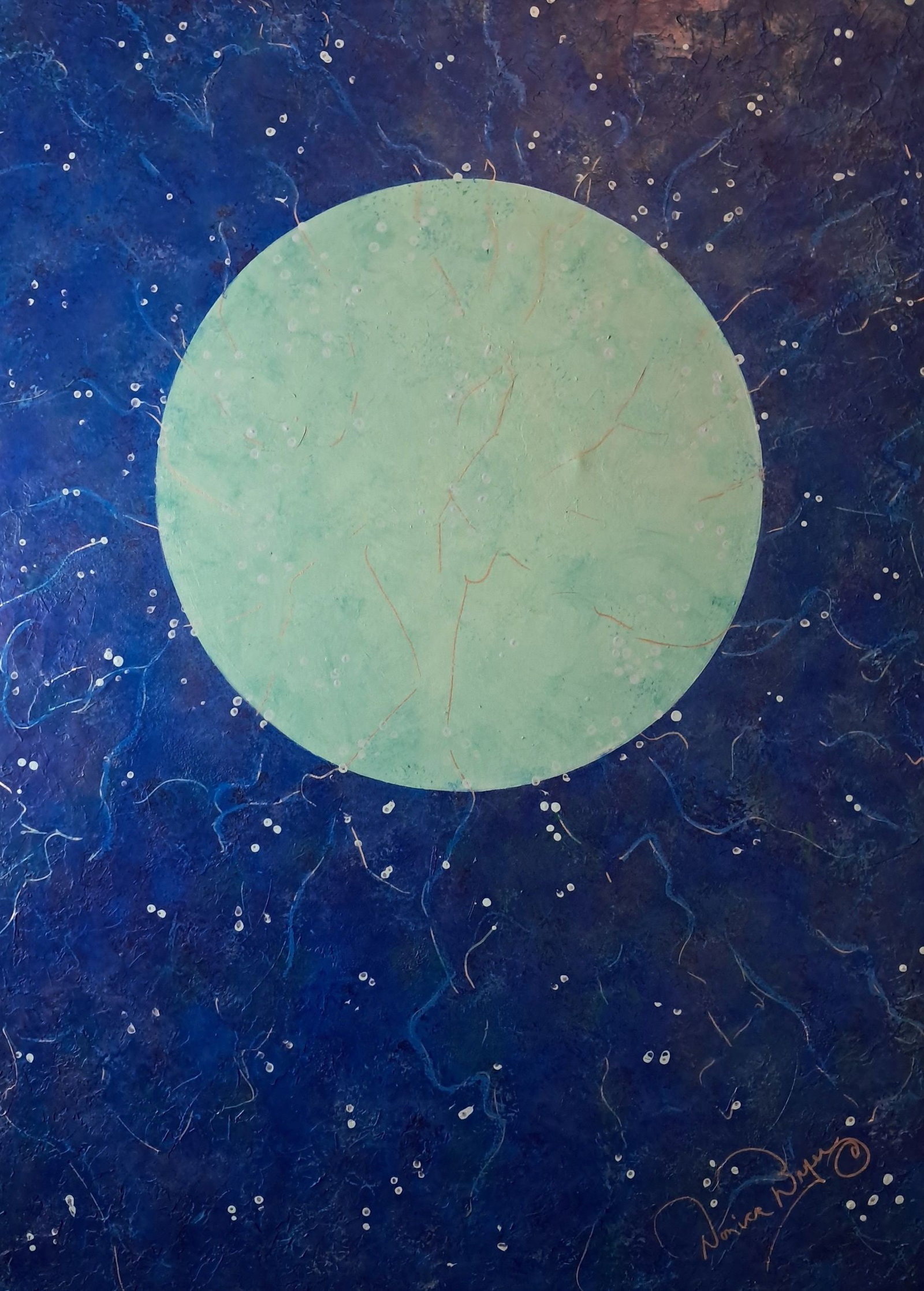 The Galaxy Sphere - Aqua and Blue.: Spiral Galaxy Canvas Painting, Starry Night Sky, with the brilliance of the stars, which draws the viewer into the painting adding comfort to your space.