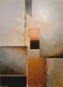 Shades of Grey, Copper & Gold II: Artist: Donica Christie Bryer (New York born 1958) BFA Degree: School of Visual Arts, NYC. TITLE: Shades of Grey, Copper & Gold - Medium: Canvas Print. Canvas Box Print: Contemporary art: Major