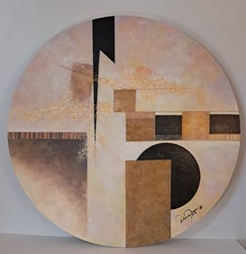 Shades of Brown, Copper & Gold - Circle: Artist: Donica Christie Bryer (New York born 1958) BFA Degree: School of Visual Arts, NYC Donica C Bryer, Fine Arts Award winning artist, Ms. Bryer was born and raised in the Hudson Valley of Upstate