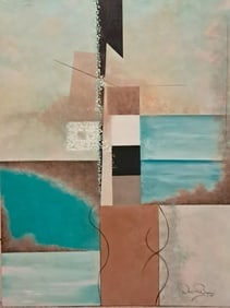 Shades of Tiffany Blue, Copper & Gold: Artist: Donica Christie Bryer (New York born 1958) BFA Degree: School of Visual Arts, NYC Donica C Bryer, Fine Arts Award winning artist, Ms. Bryer was born and raised in the Hudson Valley of Upstate