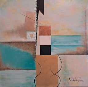 Shades of Tiffany Blue, Copper & Gold: Artist: Donica Christie Bryer (New York born 1958) BFA Degree: School of Visual Arts, NYC Donica C Bryer, Fine Arts Award winning artist, Ms. Bryer was born and raised in the Hudson Valley of Upstate
