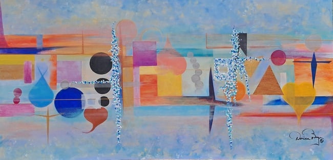 City of Hearts, in Blue: Artist: Donica Christie Bryer (New York born 1958) BFA Degree: School of Visual Arts, NYC Donica C Bryer, Fine Arts Award winning artist, Ms. Bryer was born and raised in the Hudson Valley of Upstate
