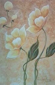 White Gardenia's: Artist: Donica Christie Bryer (New York born 1958) BFA Degree: School of Visual Arts, NYC Donica C Bryer, Fine Arts Award winning artist, Ms. Bryer was born and raised in the Hudson Valley of Upstate