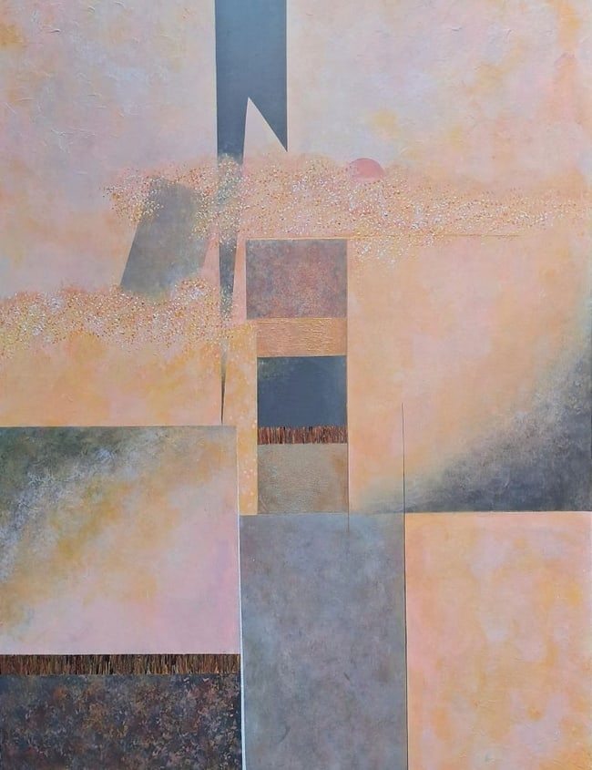 Shades of Pink, Grey, Copper & Gold: Artist: Donica Christie Bryer (New York born 1958) BFA Degree: School of Visual Arts, NYC Donica C Bryer, Fine Arts Award winning artist, Ms. Bryer was born and raised in the Hudson Valley of Upstate