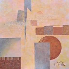 Shades of Pink, Grey, Copper & Gold: Artist: Donica Christie Bryer (New York born 1958) BFA Degree: School of Visual Arts, NYC Donica C Bryer, Fine Arts Award winning artist, Ms. Bryer was born and raised in the Hudson Valley of Upstate