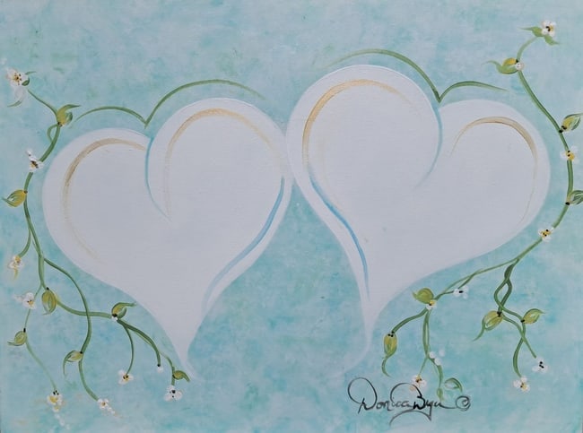 Happy Healthy Heart - in White: Artist: Donica Christie Bryer (New York born 1958) BFA Degree: School of Visual Arts, NYC Donica C Bryer, Fine Arts Award winning artist, Ms. Bryer was born and raised in the Hudson Valley of Upstate